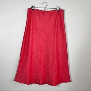 Eileen Fisher Linen Blend Red Coral Midi Skirt